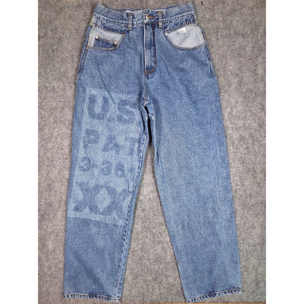 Vintage Dakota Blue Jeans Mens 36 Blue High Rise Straight Leg Graphic Print